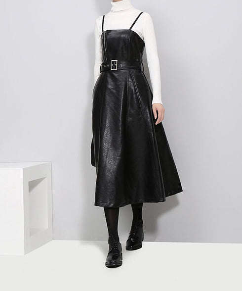 black midi sleeveless dress